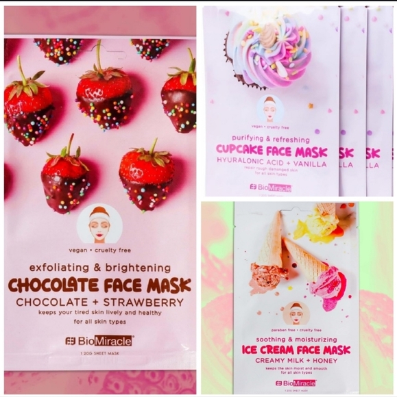 NWT! Biomiracle Sweet Dessert Scent Sheet Face Mask 3PCS - Picture 8 of 9